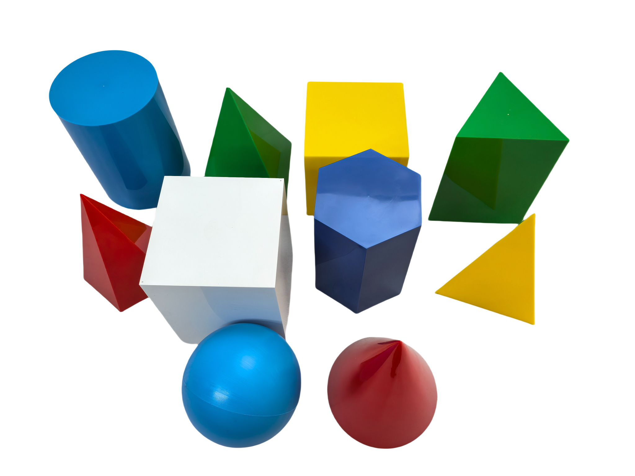 Set plastičnih geometrijskih modela od 10 komada, geometrijski čvrsti blokovi, set geometrijskih oblika